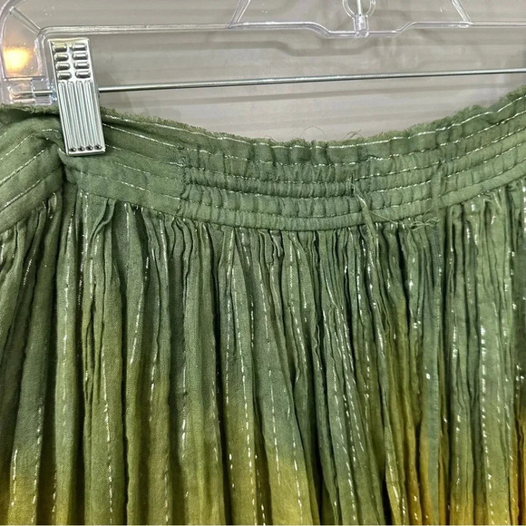 Zara Maxi Skirt Multicolored Metallic Ombré Boho Maxi Skirt 100% Cotton Sz M - Picture 2 of 8